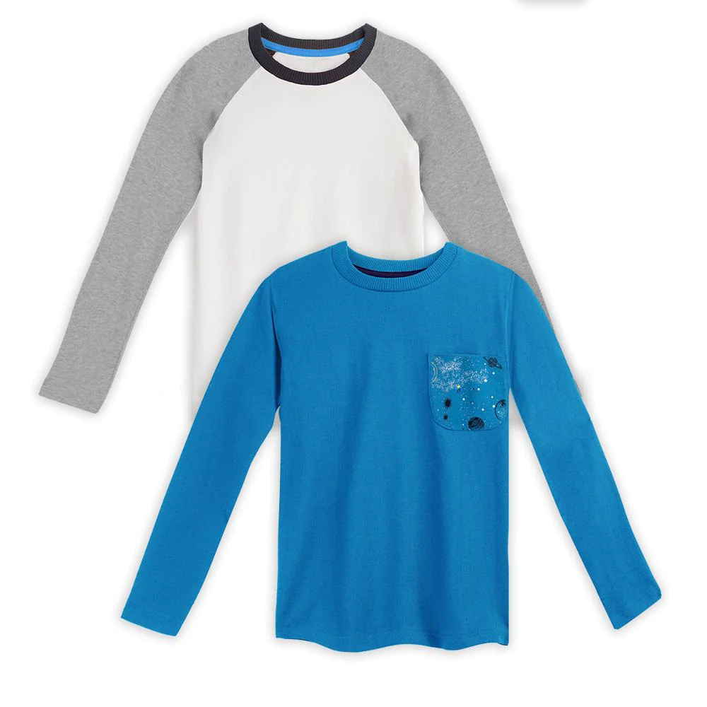 Mightly Boys Blue Galaxy Long Sleeve T-Shirt size: 6-14 Years